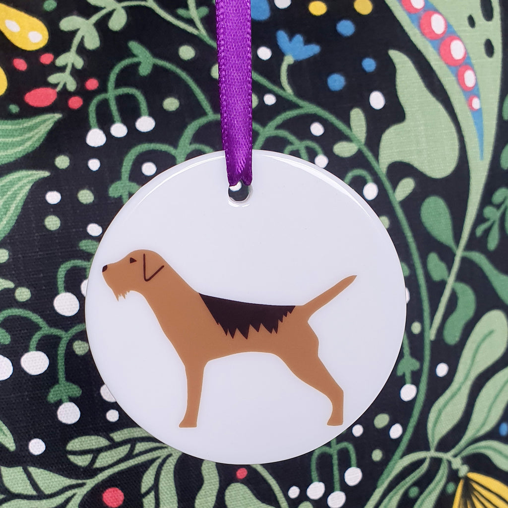 Border Terrier ceramic hanging decoration