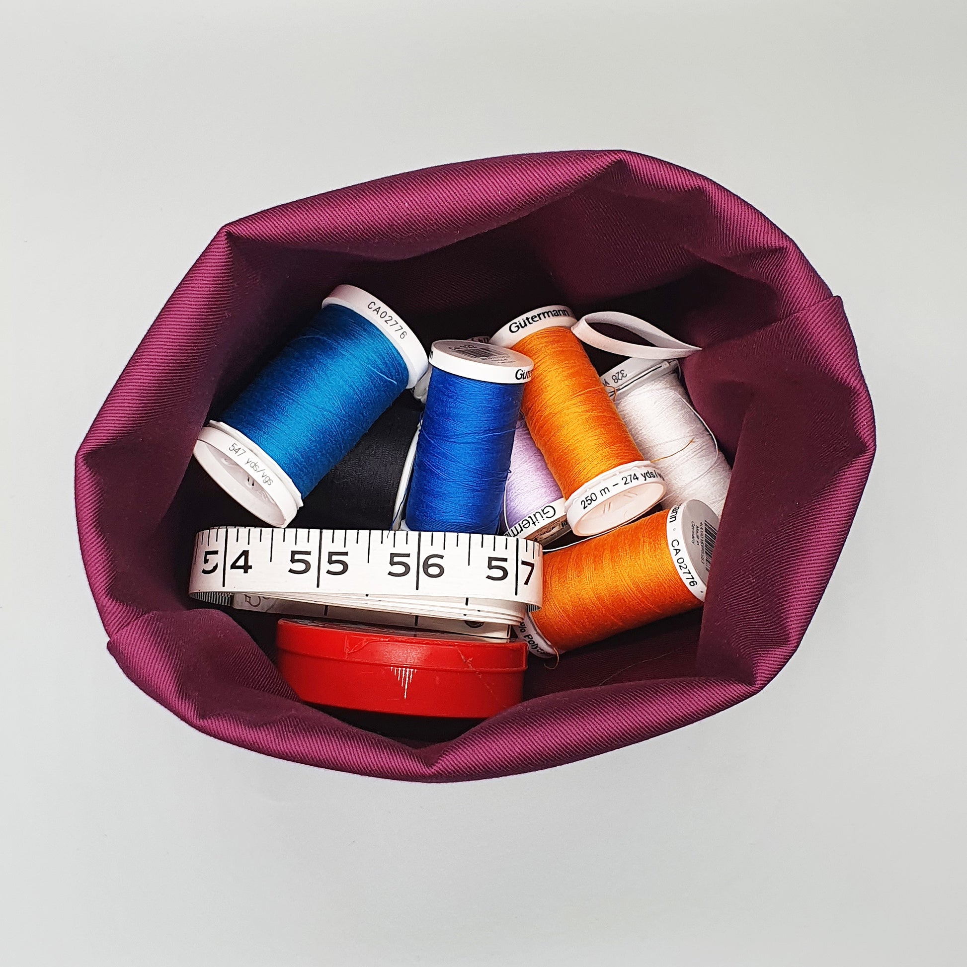 Border Terrier storage basket with sewing supplies