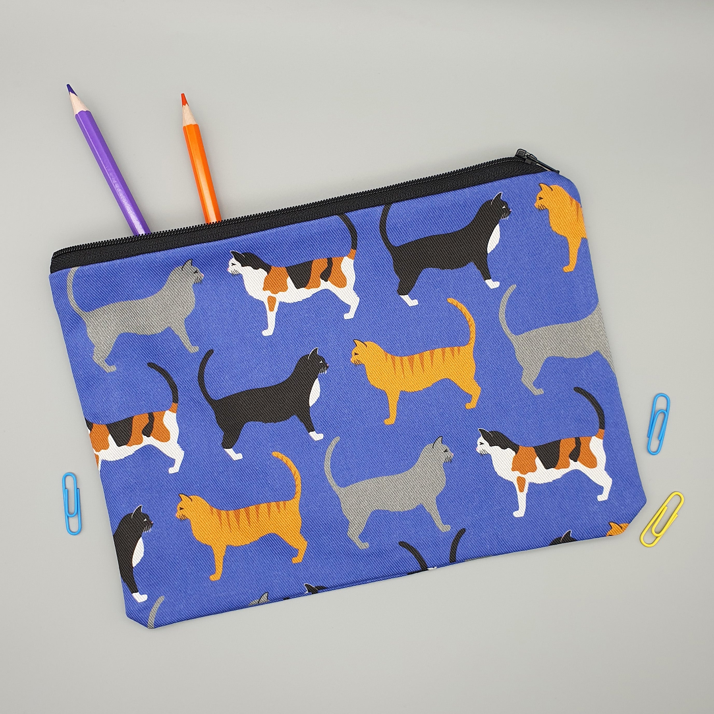 Cats handmade accessories bag storing pencils and stationery