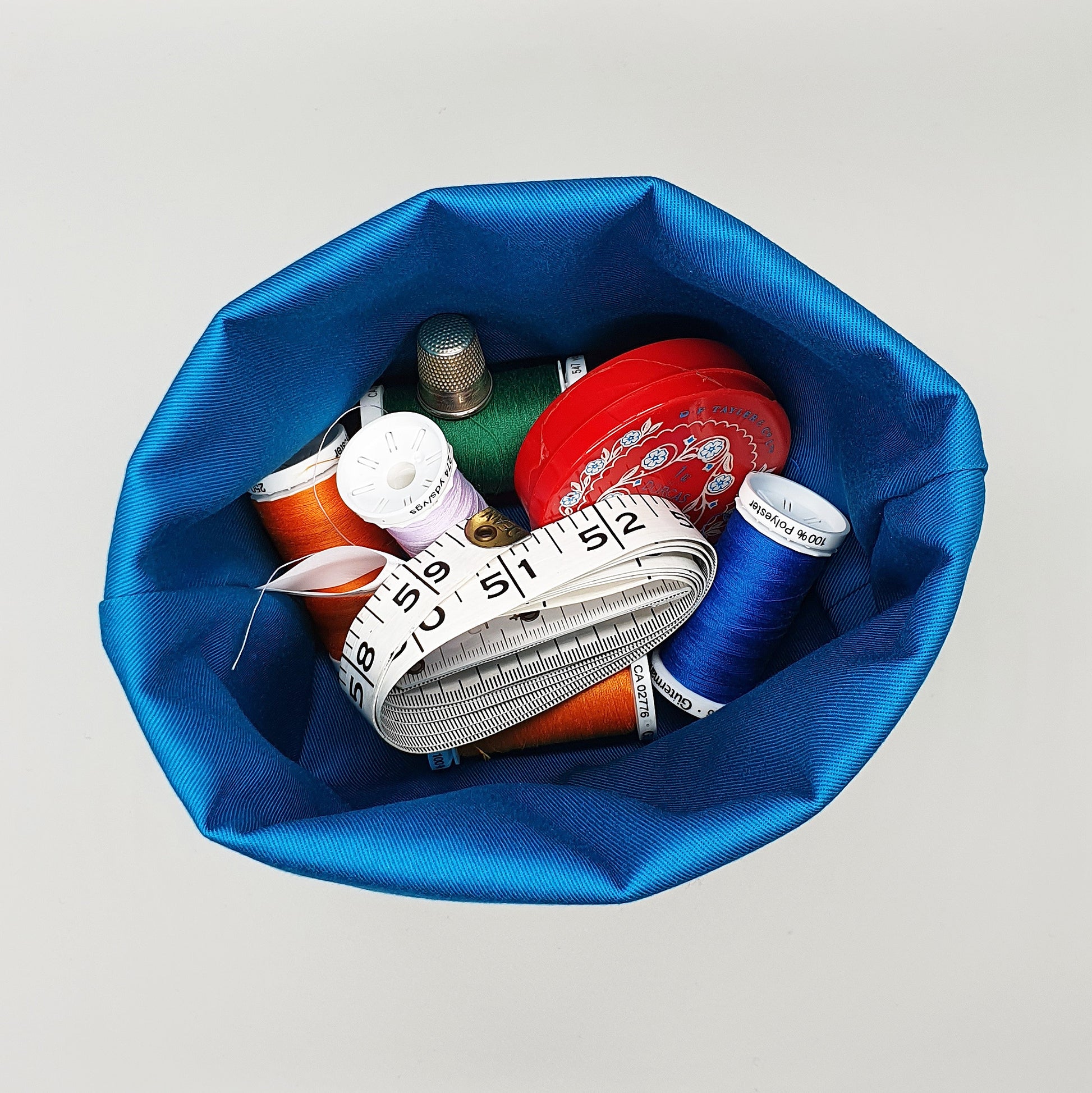 Dachshunds fabric basket storing sewing supplies