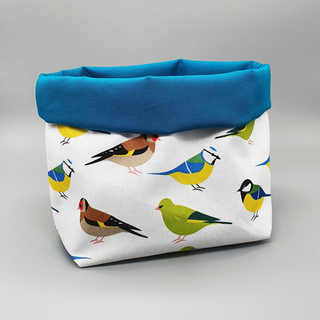Garden Birds fabric storage basket