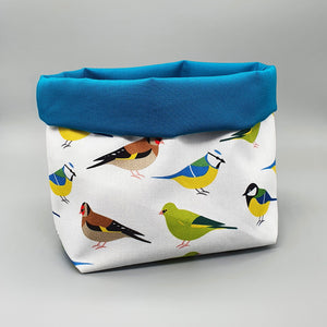 Garden Birds fabric storage basket