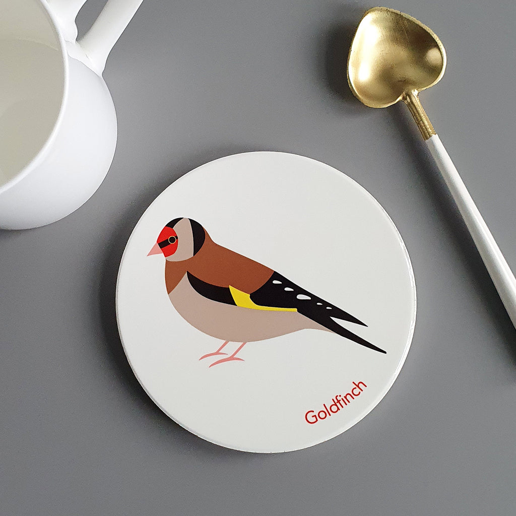 Goldfinch ceramic coaster