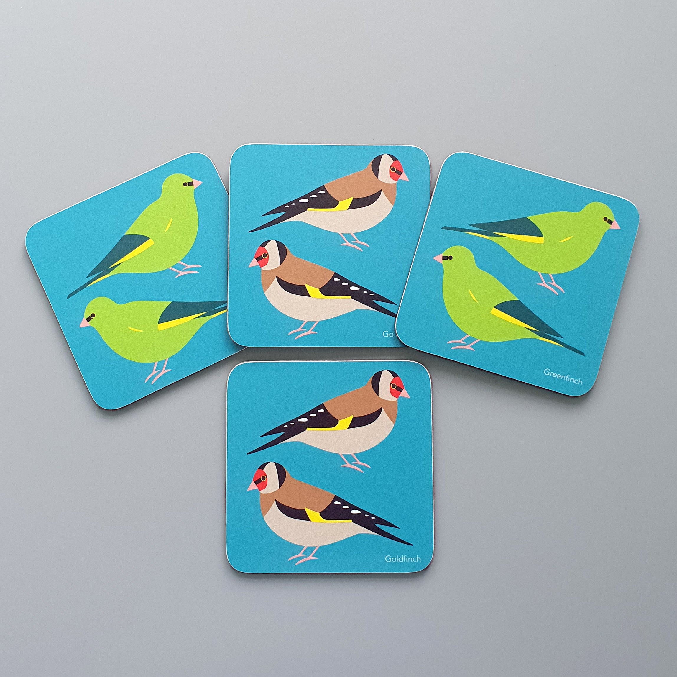 Set of 4 Goldfinch and Greenfinch Coasters