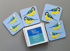 Set of 4 Great Tit/Blue Tit coasters