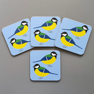 Great Tit coaster set of 4