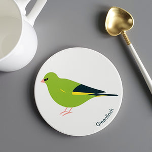 Greenfinch ceramic coaster