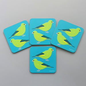 Set of 4 Greenfinch Coasters