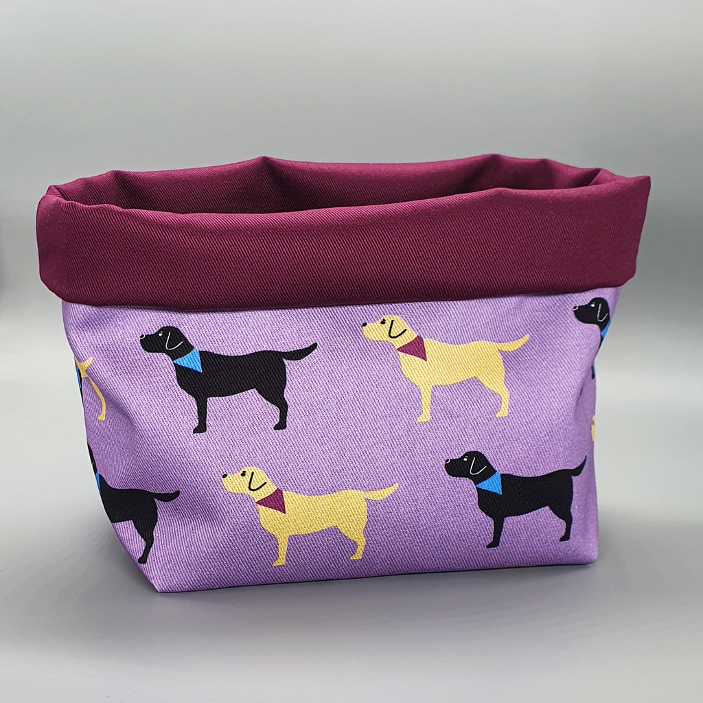 Handmade Labradors Fabric Storage Basket