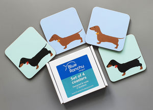 Dachshund mixed coaster set in cardboard gift box