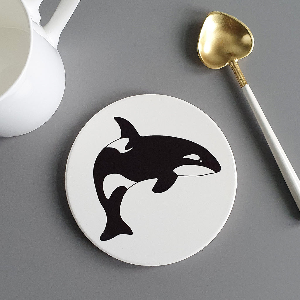 Orca ceramic coaster