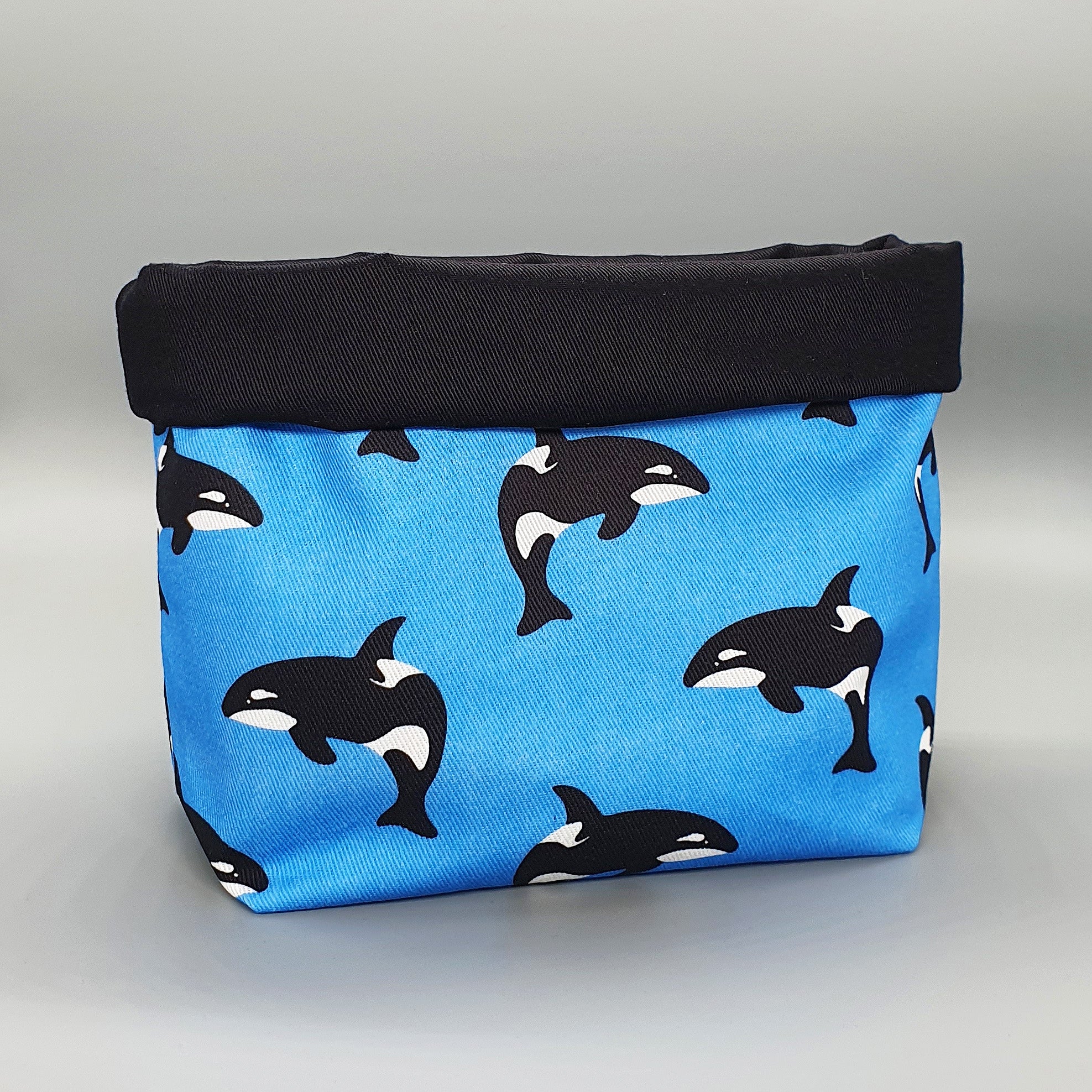 Orca whale fabric storage basket