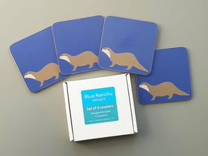 Set of 4 Otter Coasters in gift box