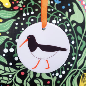 Oystercatcher ceramic hanging decoration