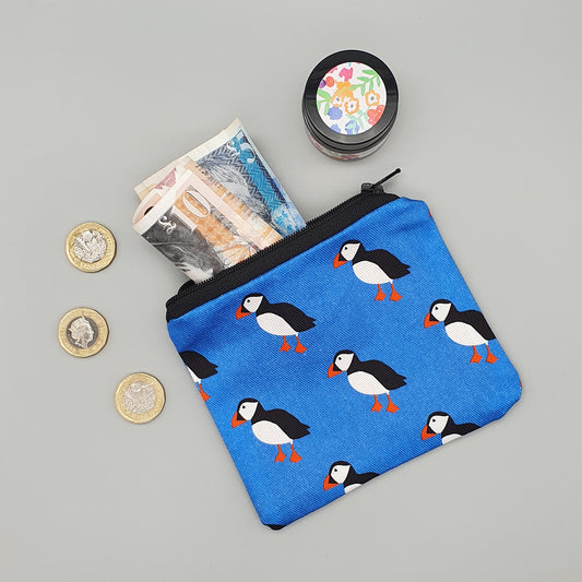 Puffin fabric purse