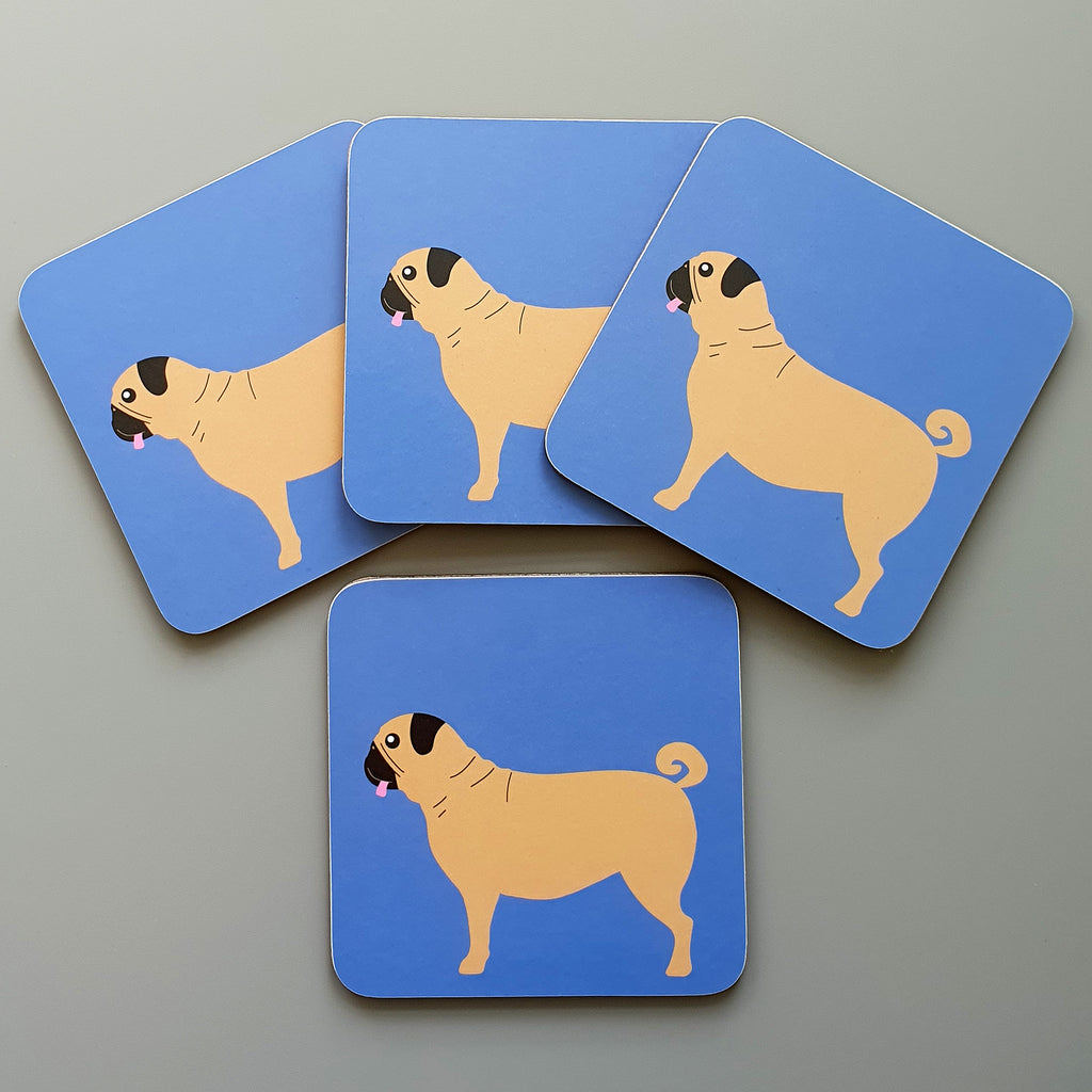 Set of 4 Pug coasters