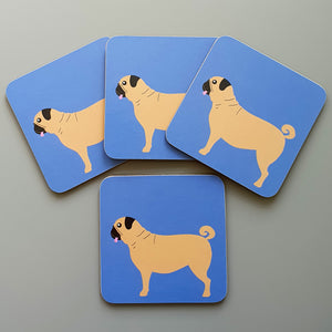 Set of 4 Pug coasters