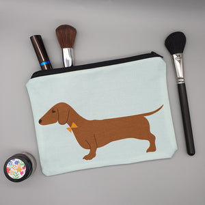 Red Dachshund Accessories Bag storing makeup