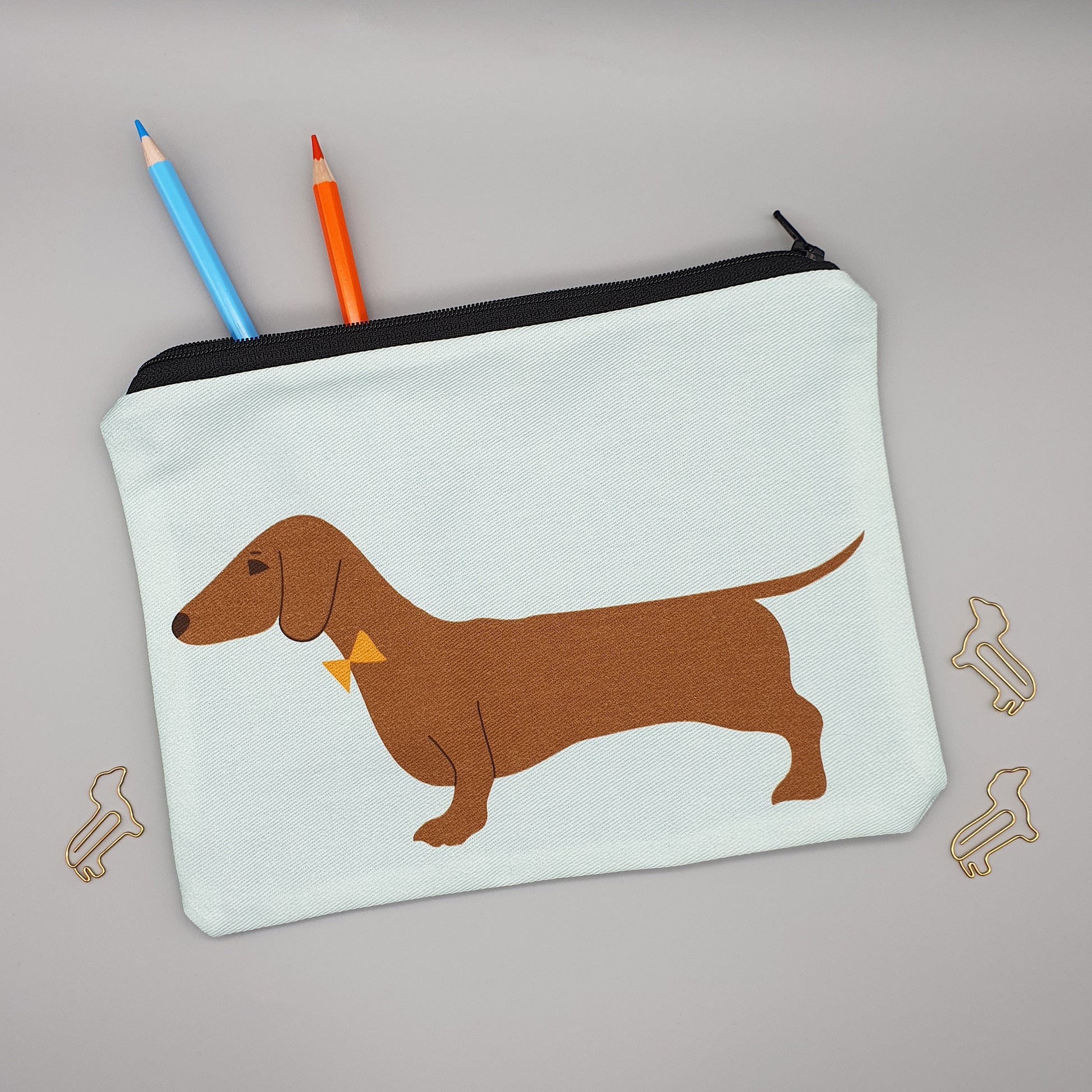 Red Dachshund Accessories Bag storing stationery