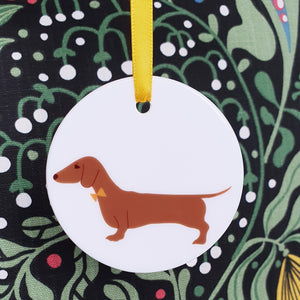 Red Dachshund ceramic hanging decoration