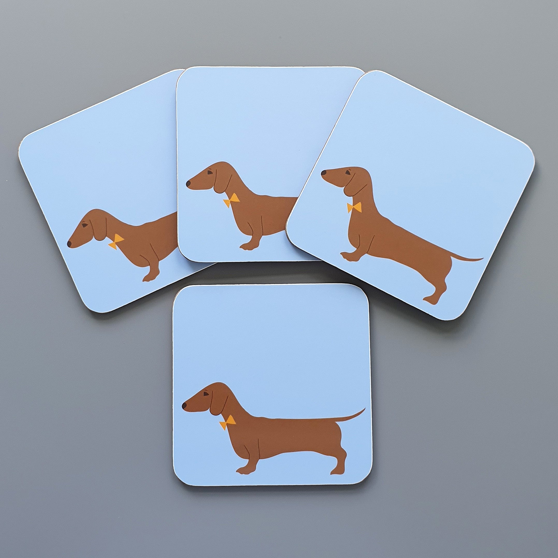 Set of 4 red Dachshund coasters
