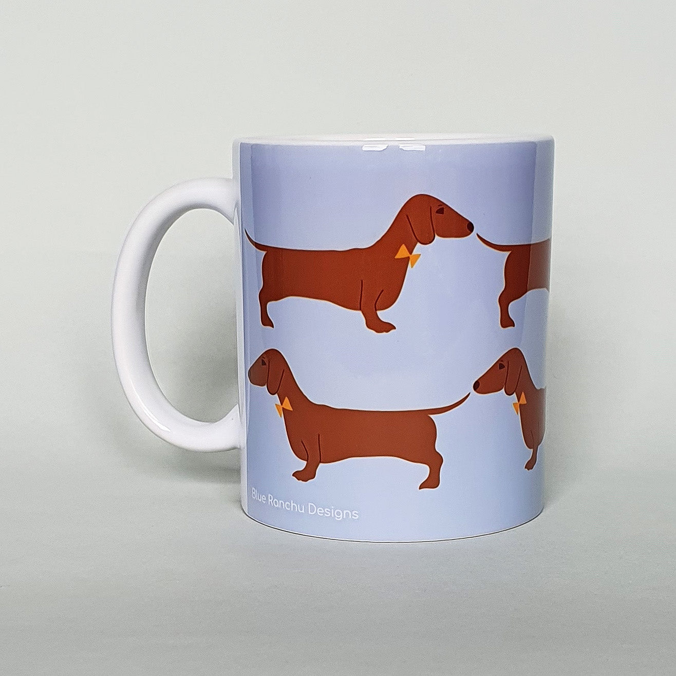 Red Dachshund earthenware mug