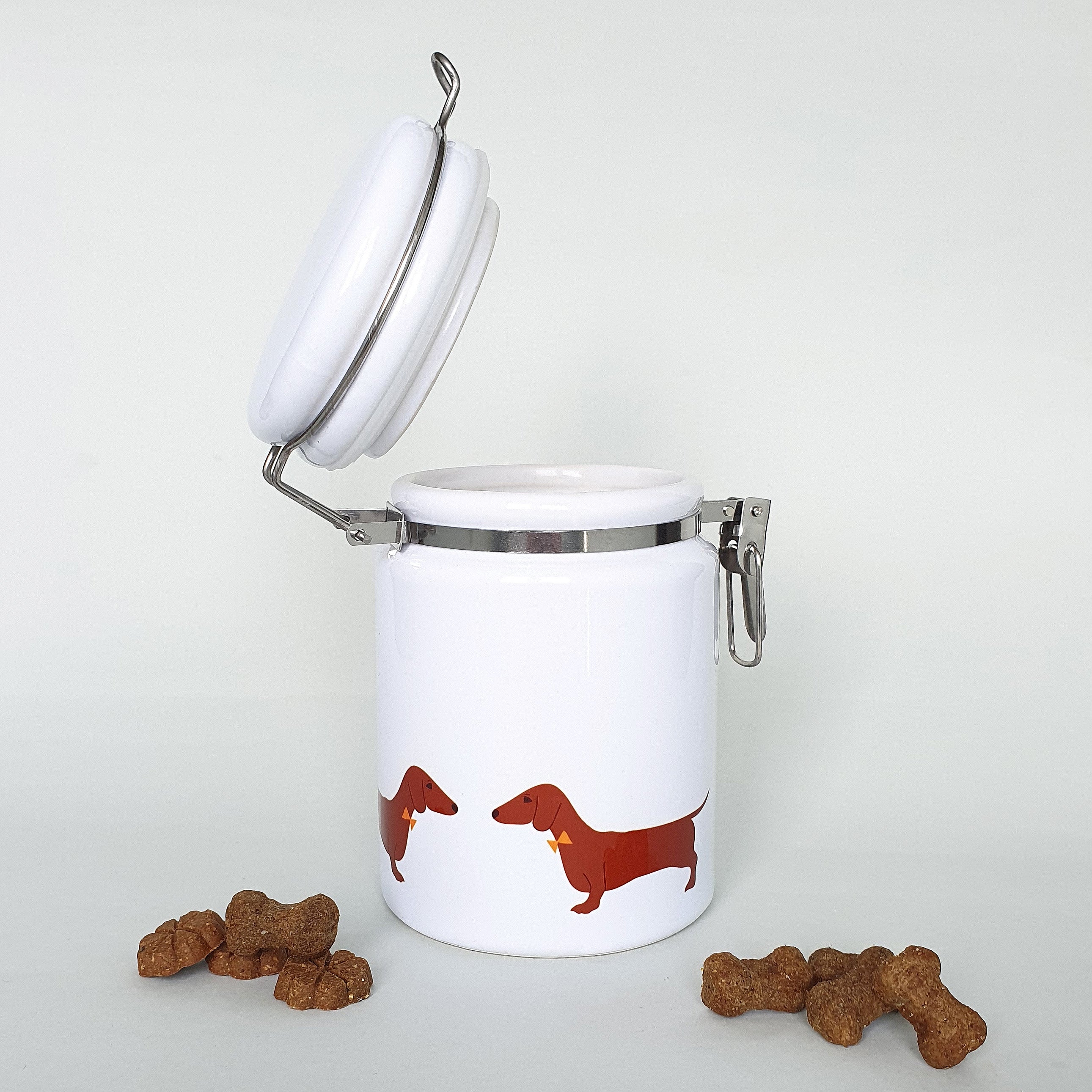 Red Dachshund storage jar with dog treats