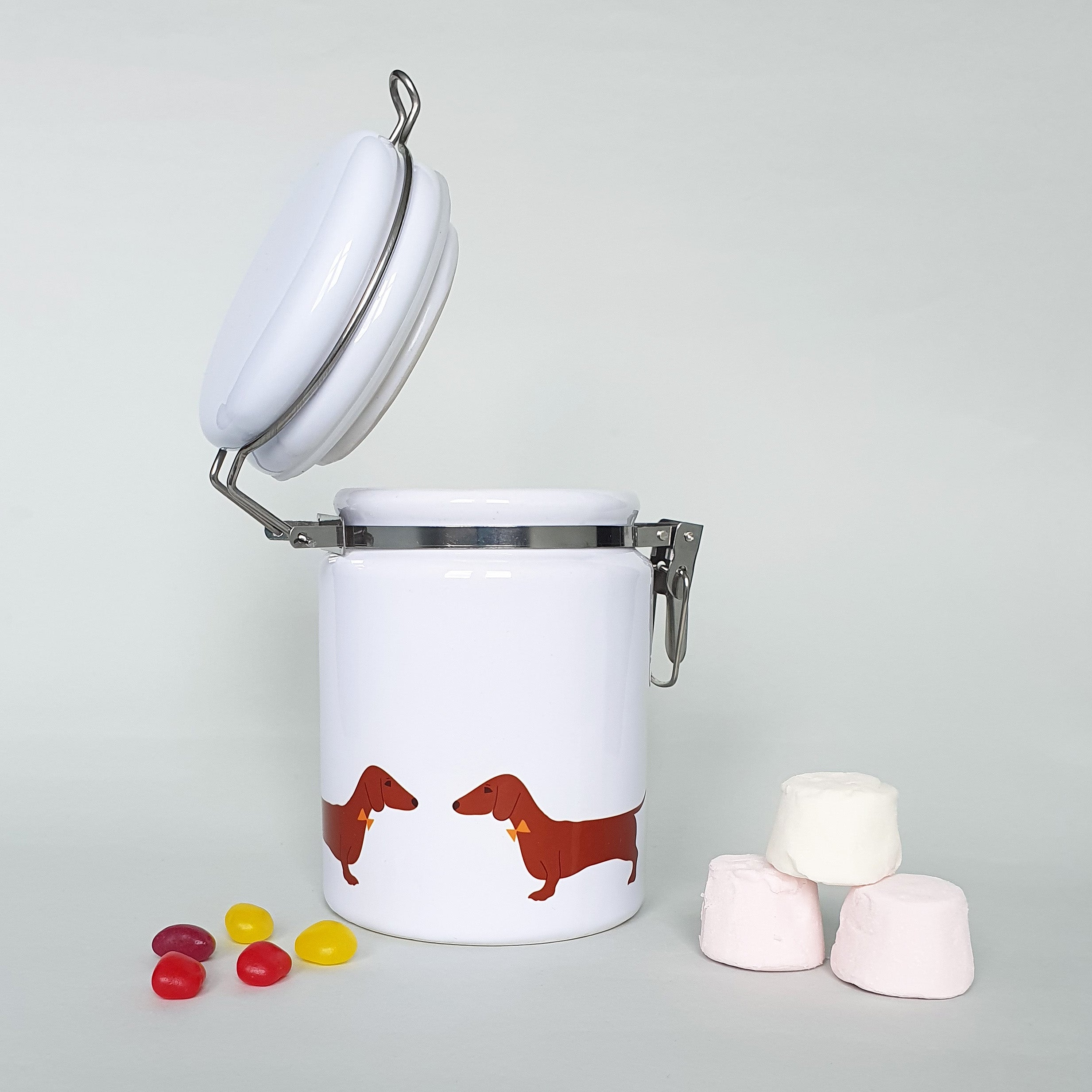 Red Dachshund storage jar with sweets