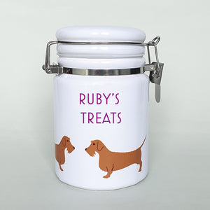 Red Wire Haired Dachshund Ceramic Storage Jar