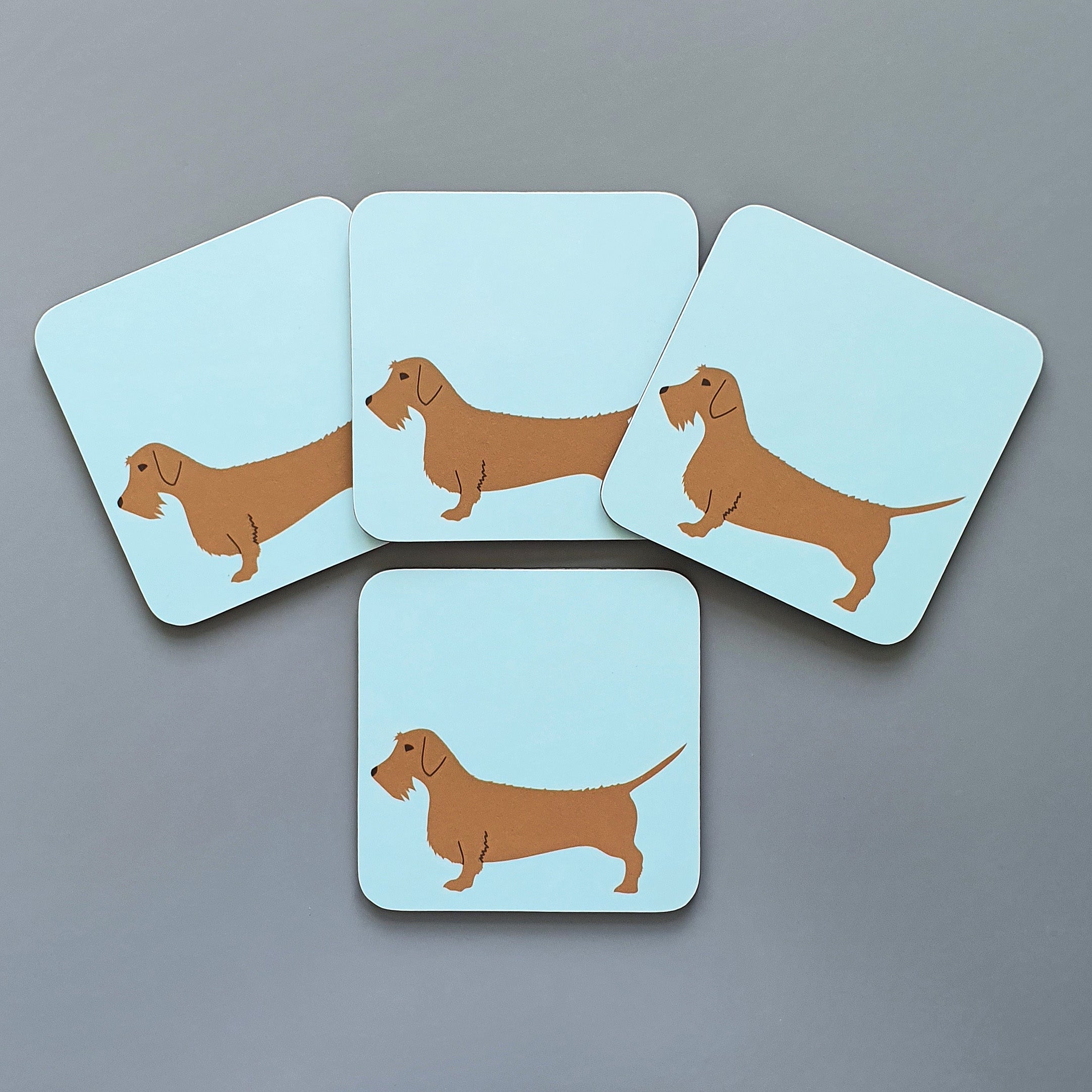 Set of 4 Red Wire Haired Dachshund coasters