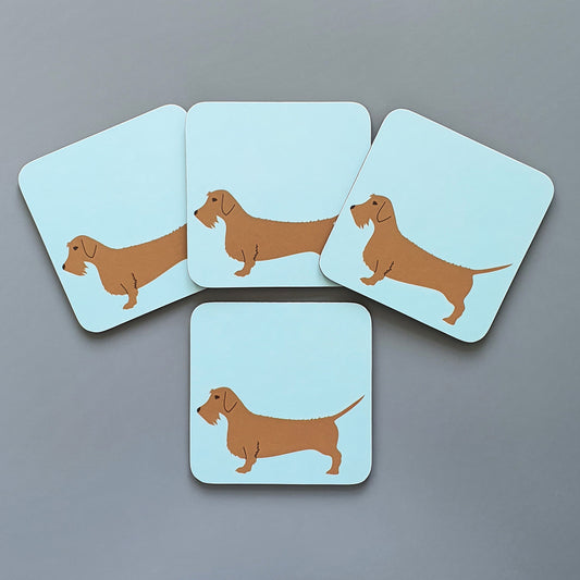Set of 4 Red Wire Haired Dachshund coasters