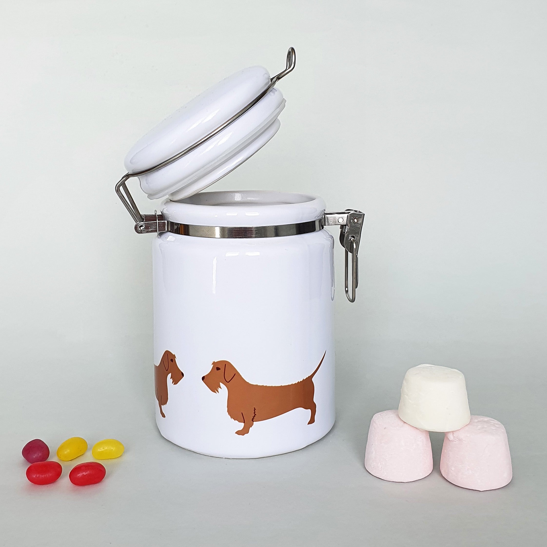 Red Wire Haired Dachshund Ceramic Storage Jar