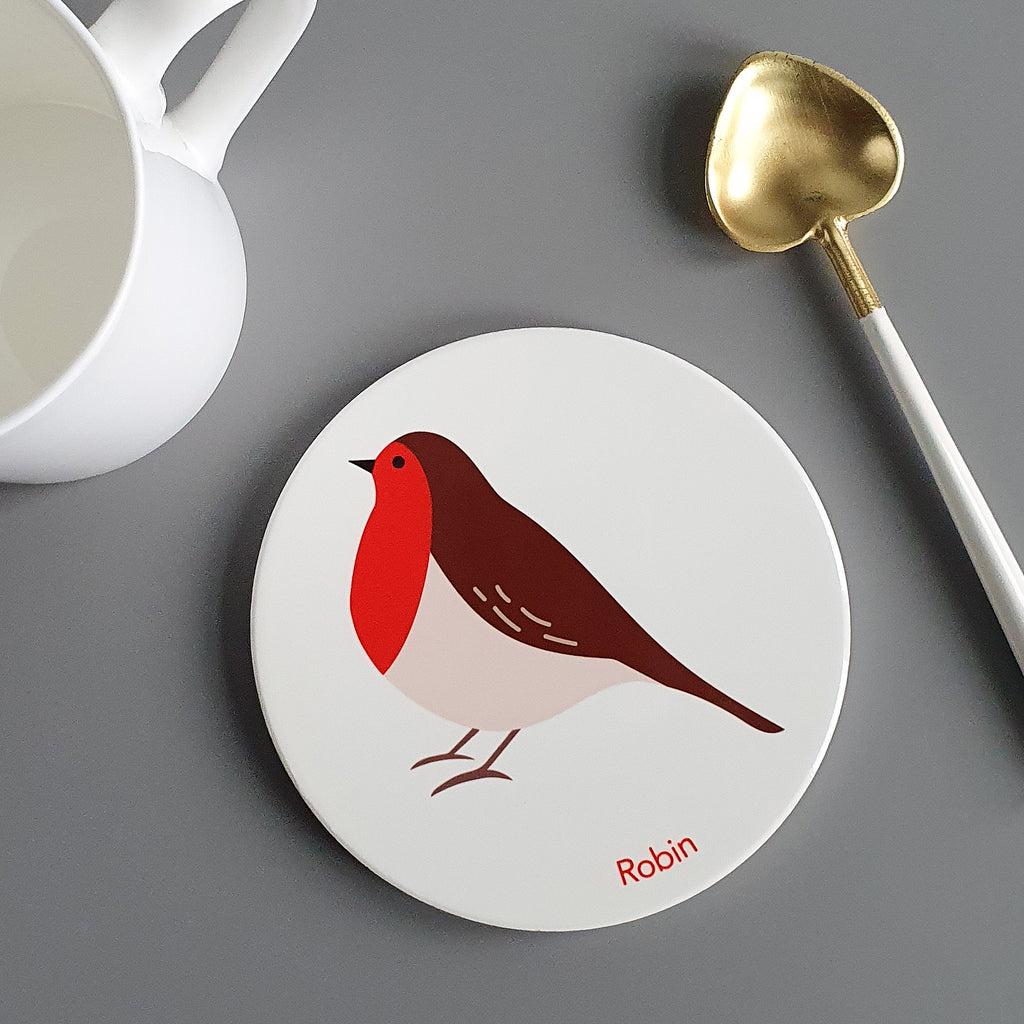 Robin ceramic coaster