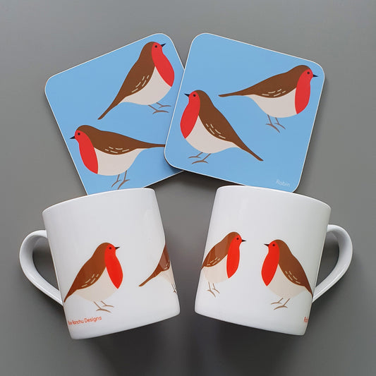 Robin mug & coaster gift set