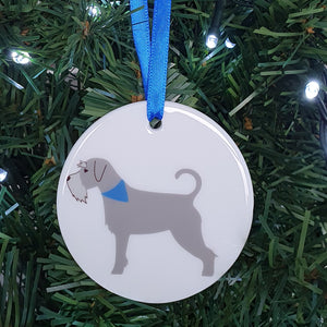 Schnauzer ceramic hanging decoration in Christmas tree