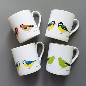 Set of 4 Garden Birds Bone China Mugs