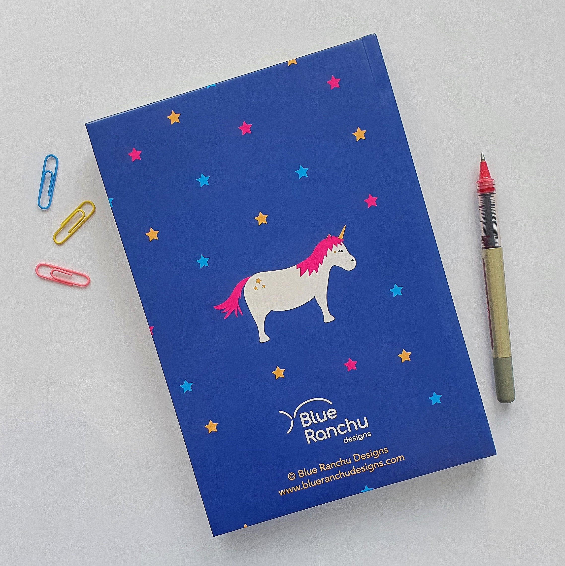 Unicorn A5 notebook back cover