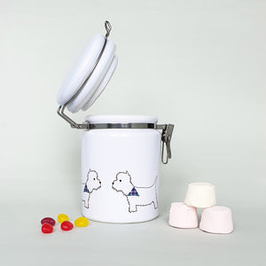 Westie ceramic storage jar with sweets