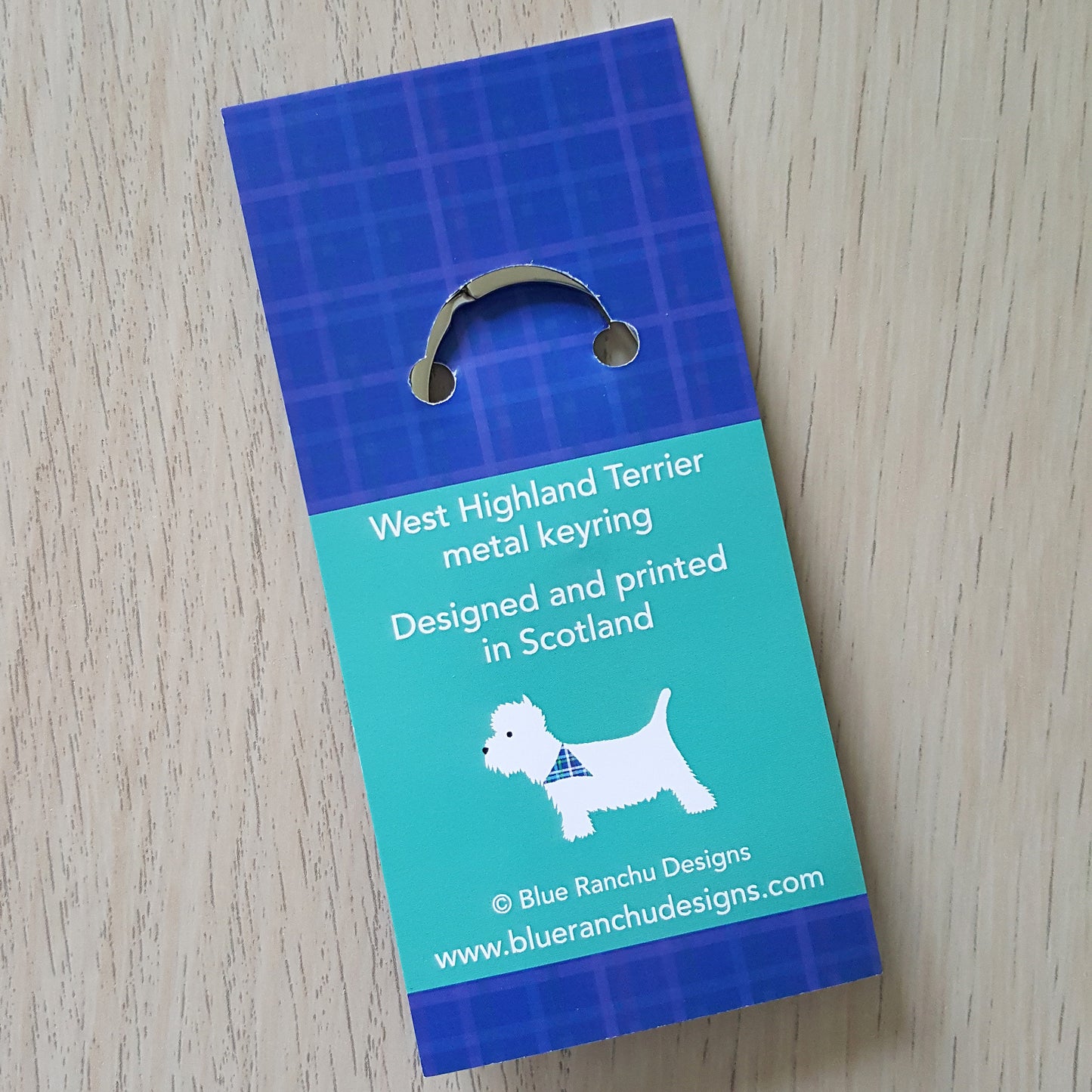 Westie Keyring backing card detail