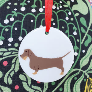 Wire Haired Dachshund ceramic hanging decoration