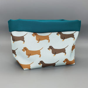 Wire Haired Dachshund fabric storage basket