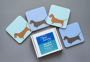 Mixed Wire Haired Dachshund coasters - set of 4 with gift box