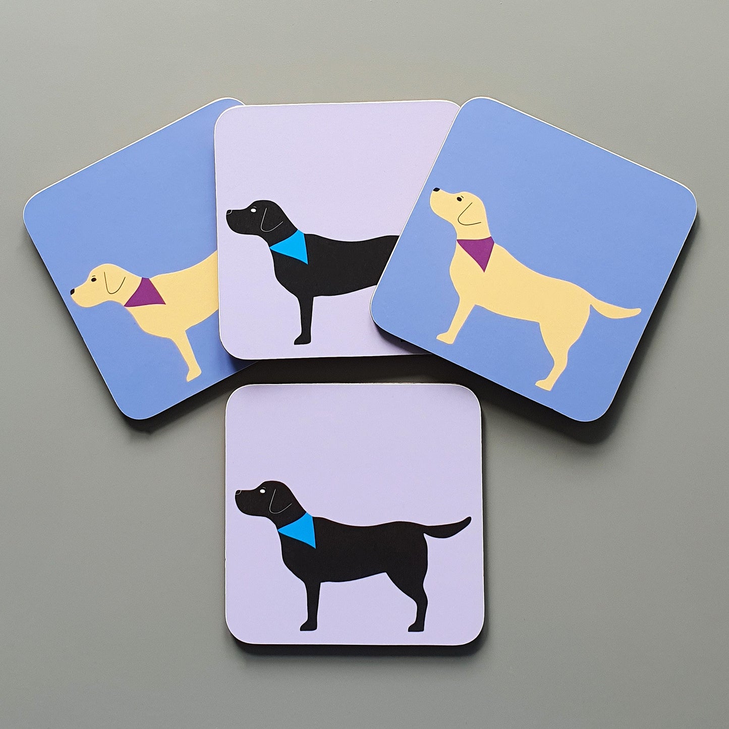 Set of 4 Labrador coasters - yellow & black Lab