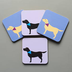 Set of 4 Labrador coasters - yellow & black Lab