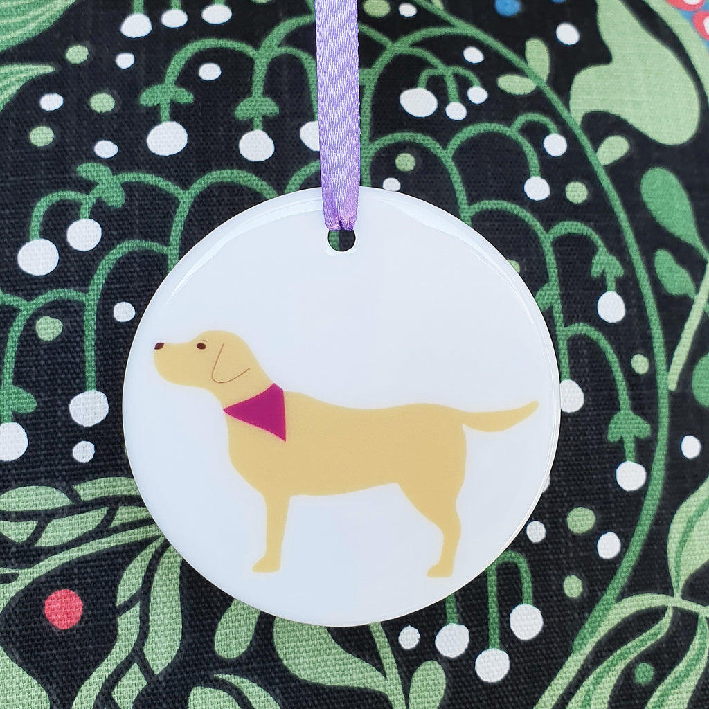 Yellow Labrador ceramic hanging decoration