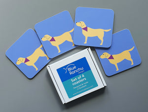 Set of 4 Yellow Labrador Coasters with gift box