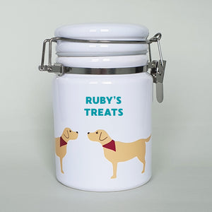 Yellow Labrador ceramic storage jar with customisation