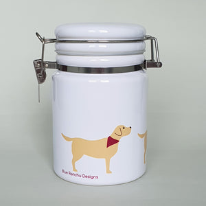Yellow Labrador ceramic storage jar
