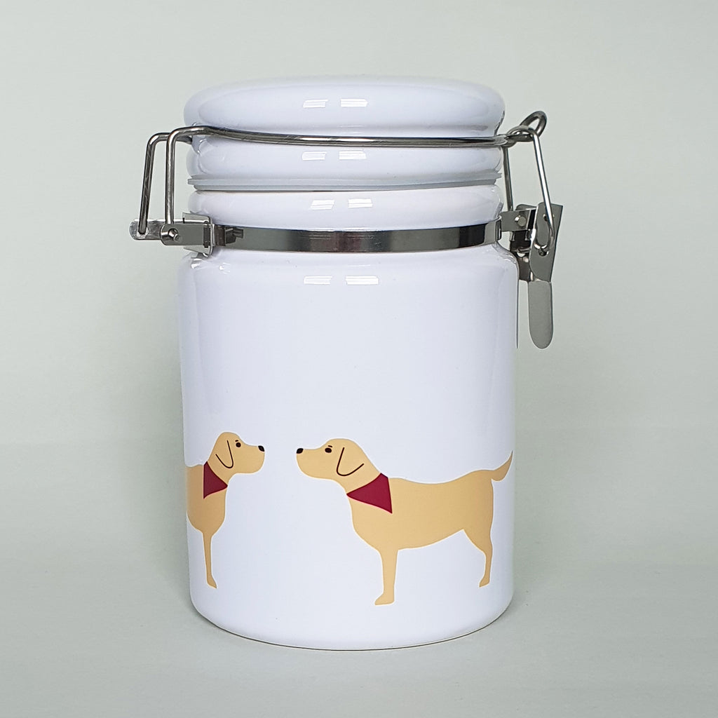 Yellow Labrador ceramic storage jar